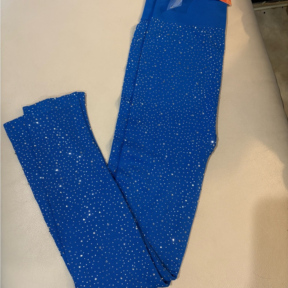 Blue Leggings with Sparkle Accents
